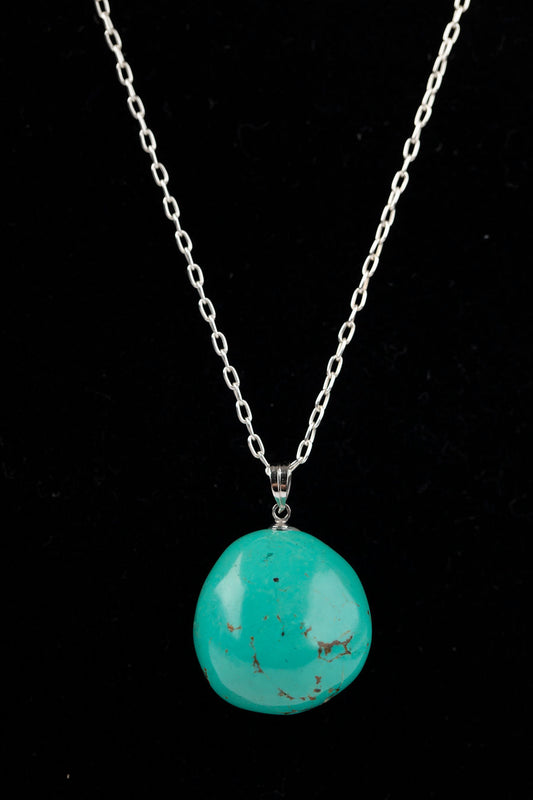 Sterling silver necklace with Large Turquoise stone