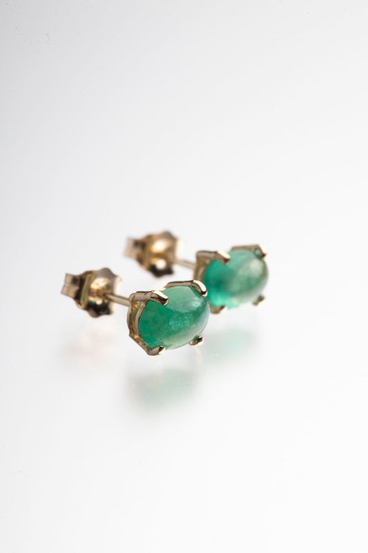 14k Gold earrings with genuine emeralds