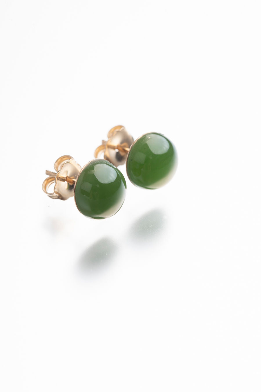 14k yellow gold with jadite stud earrings